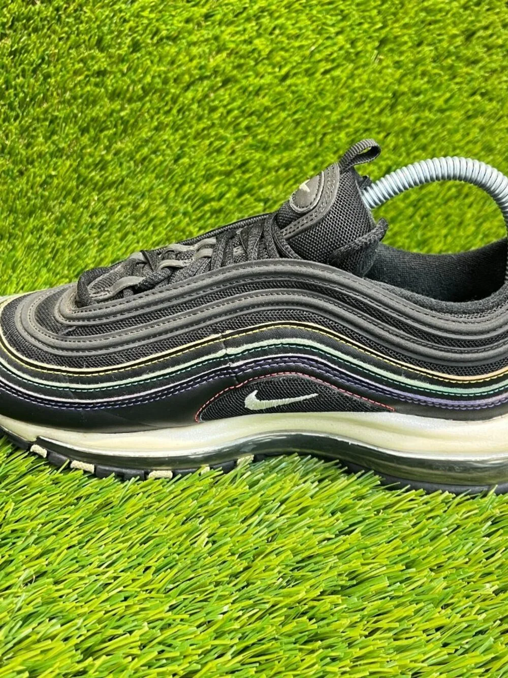 Nike Air Max 97 Black Multi Stitch Womens Size‎ 7.5 Running Shoes Sneakers